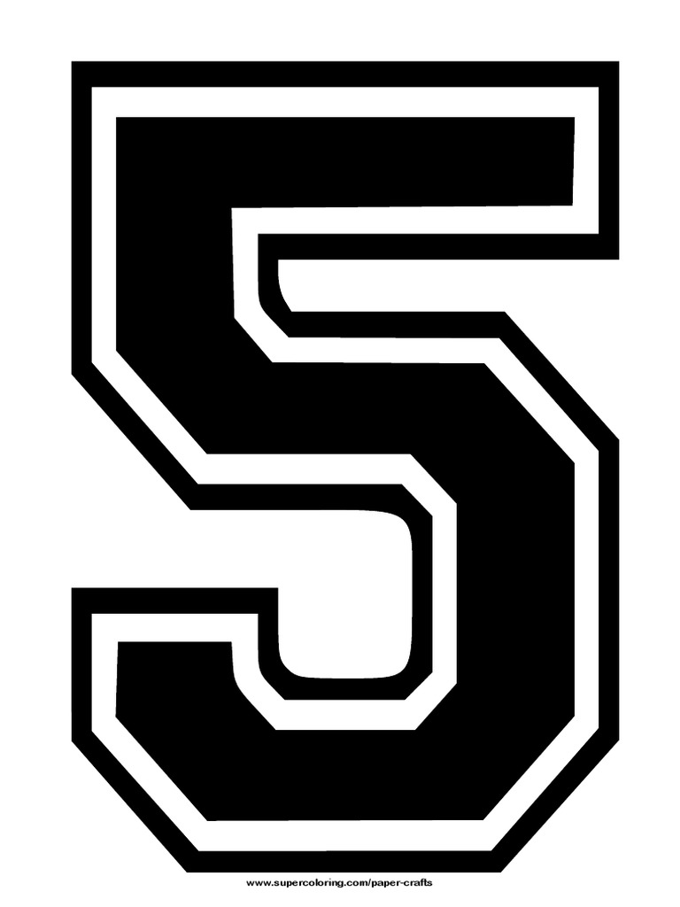 Black Football Shirt Number 5 Template Paper Craft PDF