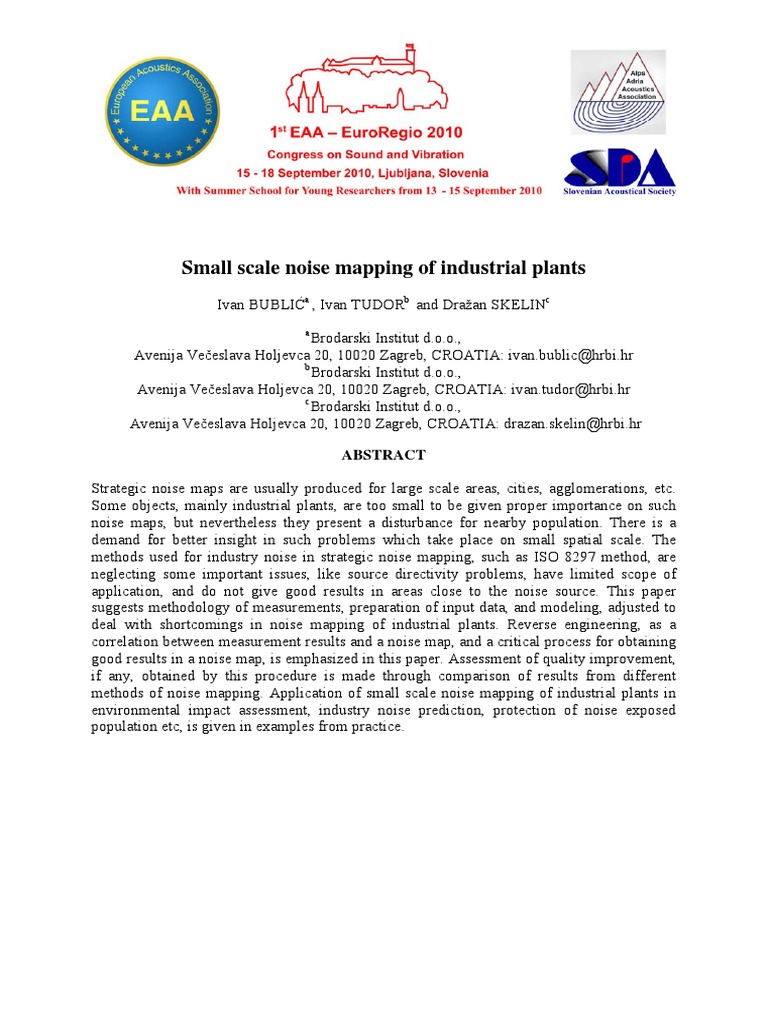 Noise Mapping Of Industrial Sources