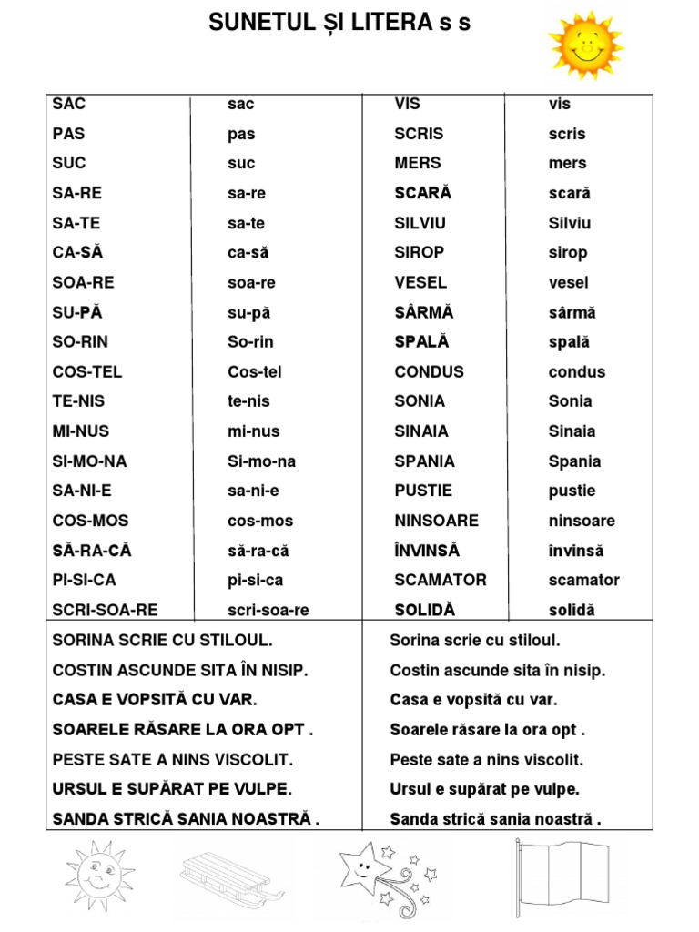 0 Sunetul Si Litera S | PDF