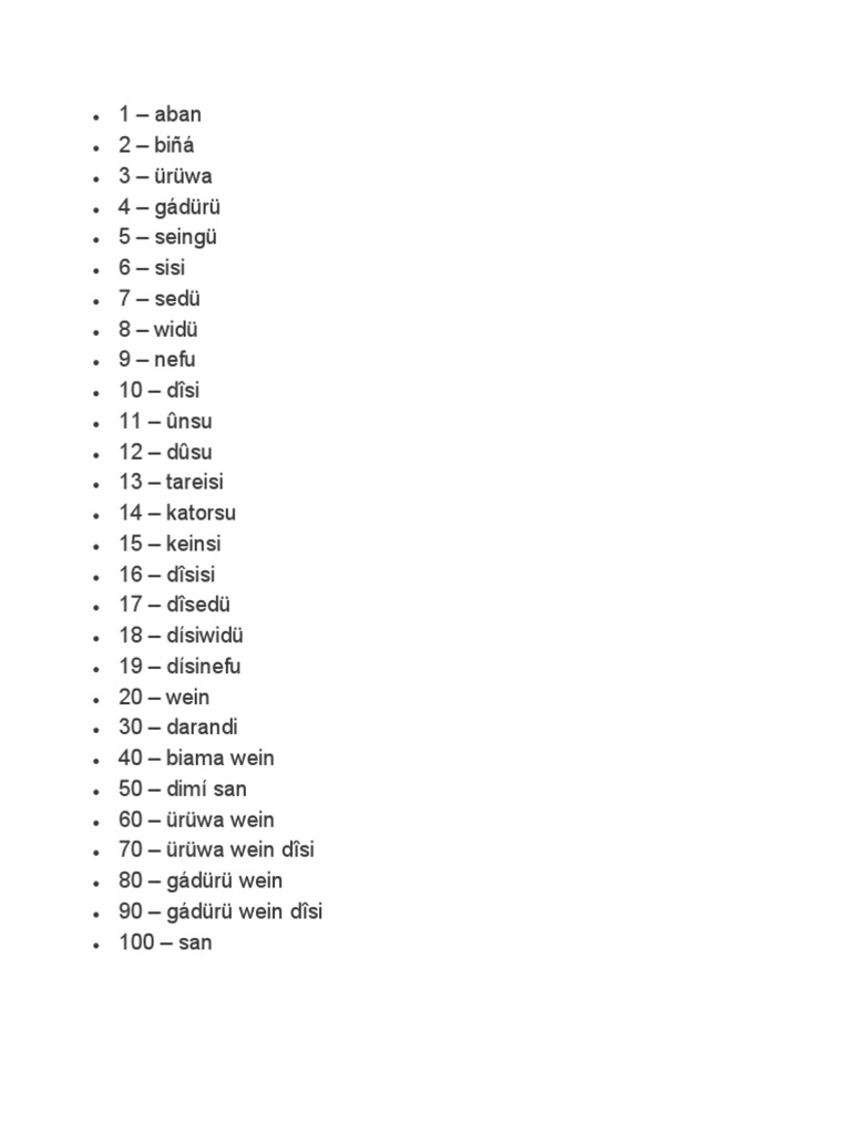 Los Numeros en Garifuna | PDF