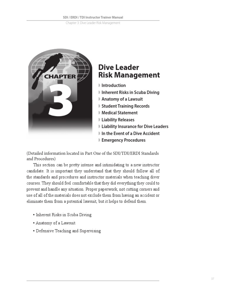 Iti Instructor Trainer PT 1 ch3 PDF Scuba Diving Lawsuit
