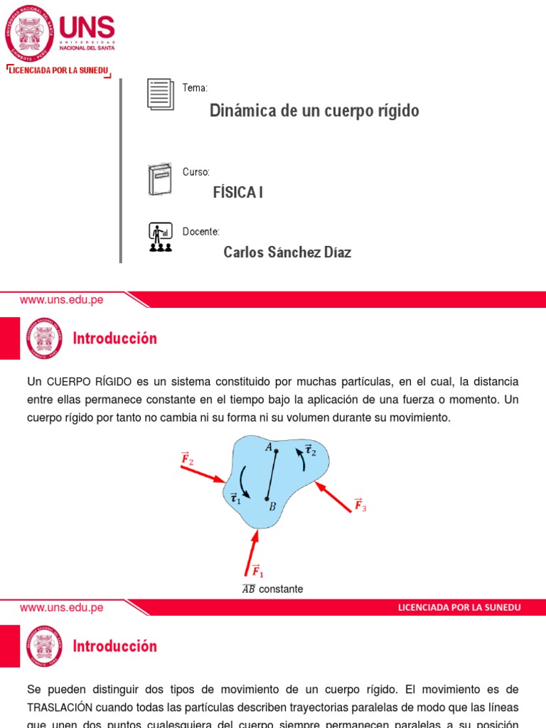 Sesión 12 - Dinámica de Un Cuerpo Rígido Ok | PDF | Rotación | Momento ...