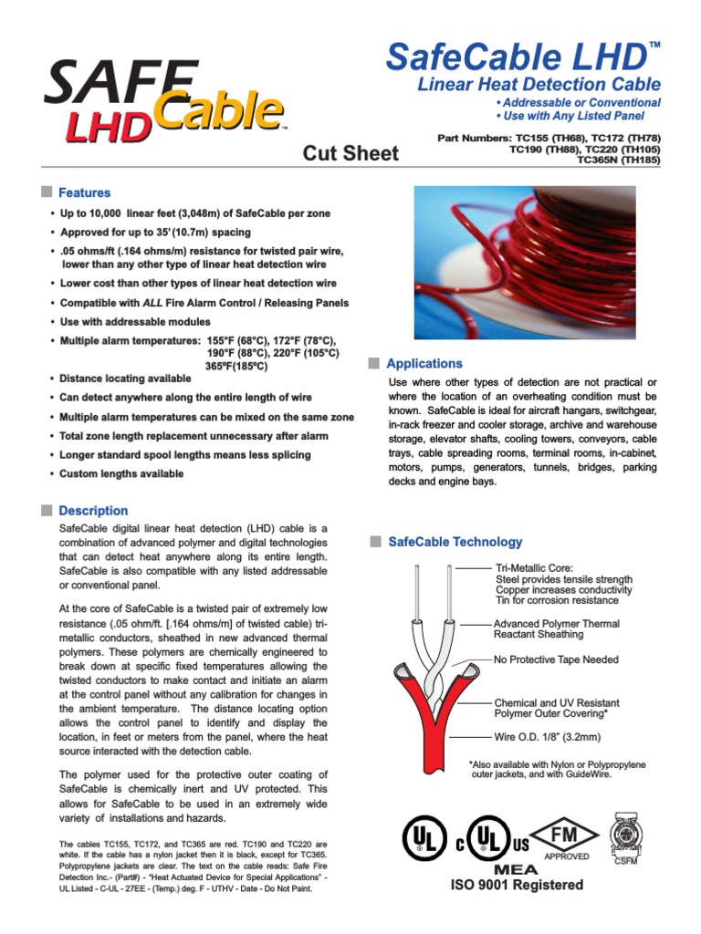 Datadheet Linear Heat Detection Cable PDF Polymers Wire