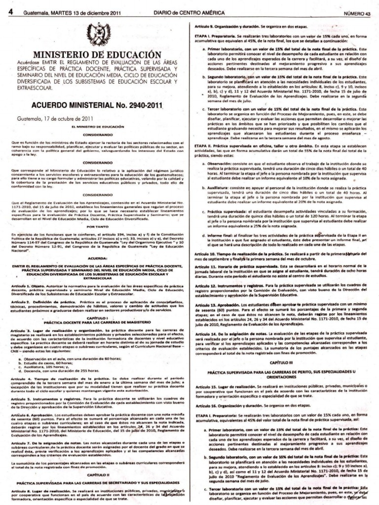 Acuerdo Ministerial No. 2940-2011 | PDF