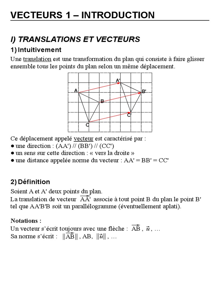 Introduction aux Vecteurs et Translations | PDF | Physique théorique ...