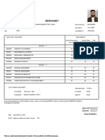 Marksheet: Qazi Asif Zameer