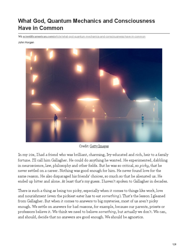 Consciousness, Quantum Mechanics, and God | PDF | Consciousness ...