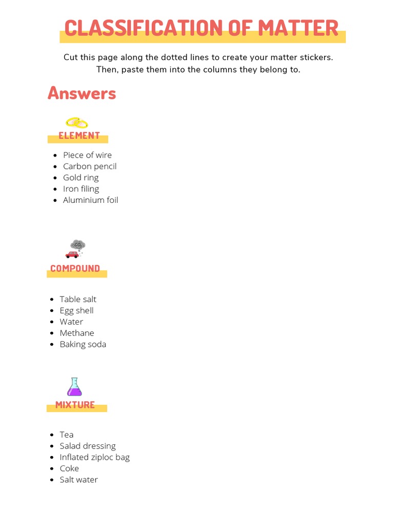 Matter Classification Stickers Guide | PDF | Technology & Engineering