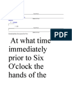 At What Time Immediately Prior To Six O'clock The Hands of The
