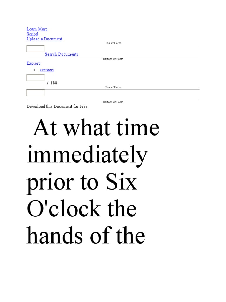 At What Time Immediately Prior To Six O'clock The Hands of The | PDF ...