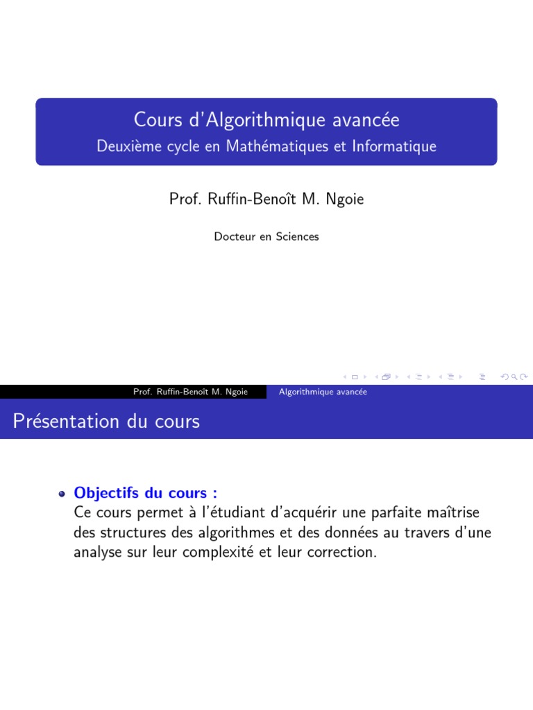 Cours d'Algorithmique Avancée | PDF | Théorie de la complexité ...