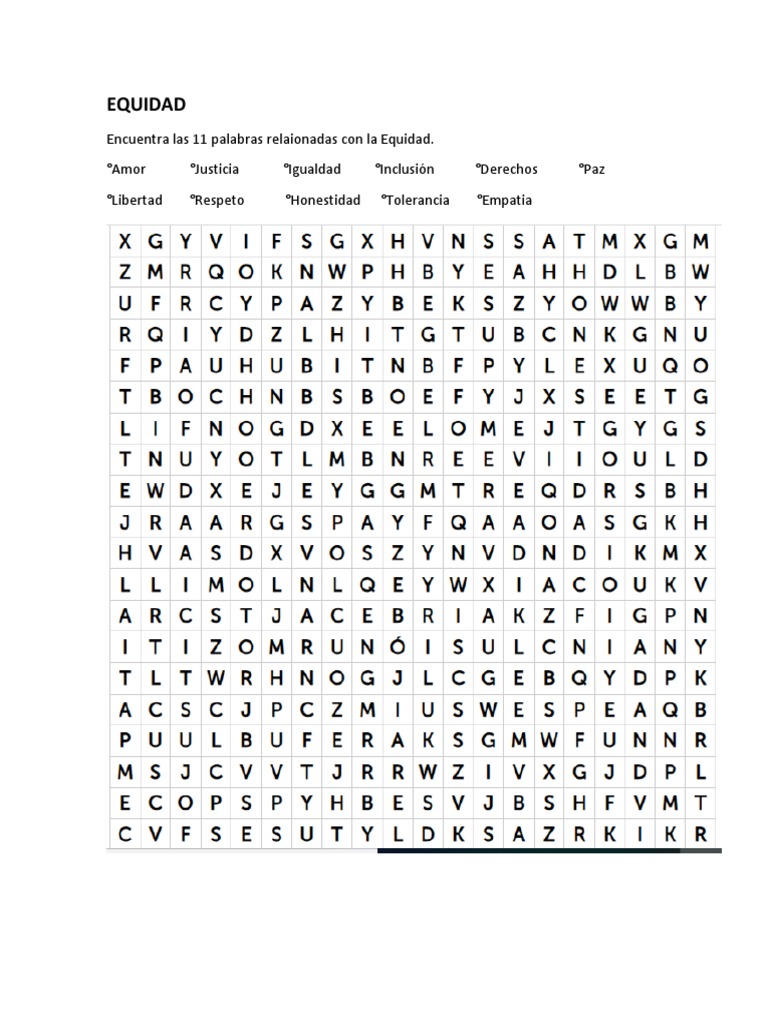 Equidad Sopa de Letras Daniela | PDF