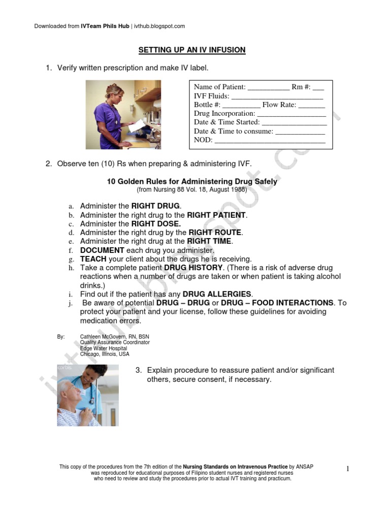 IV Infusion Procedure for Nurses | PDF | Intravenous Therapy | Nursing