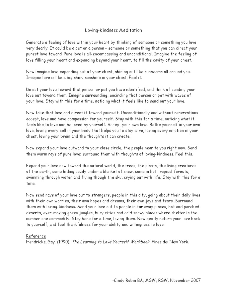 Lovingkindness Meditation Pdf