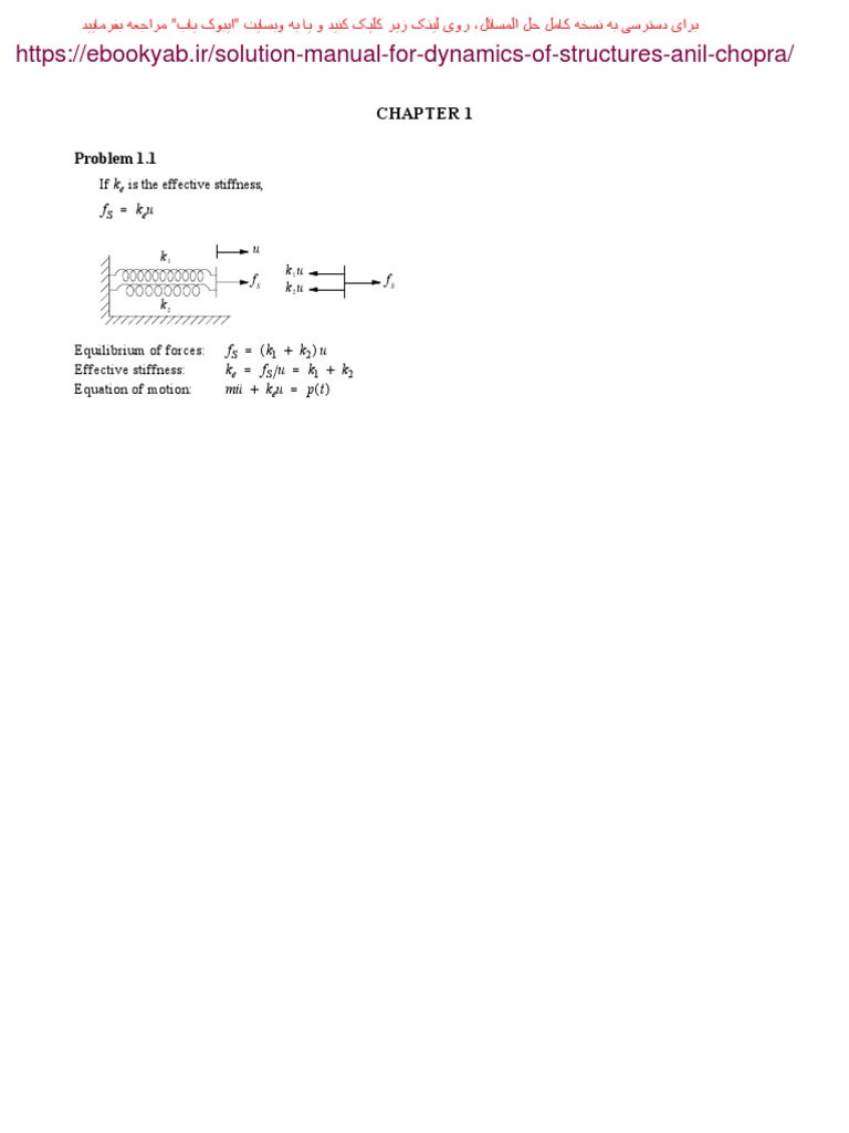 Dynamics of Structures: Problem Solutions | PDF | Stiffness | Beam ...