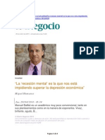 La ‘recesión mental’ es la que nos está impidiendo superar la depresión económica