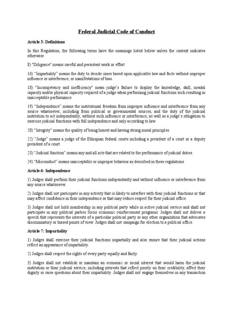 Federal Judicial Code of Conduct PDF Judge Arrest