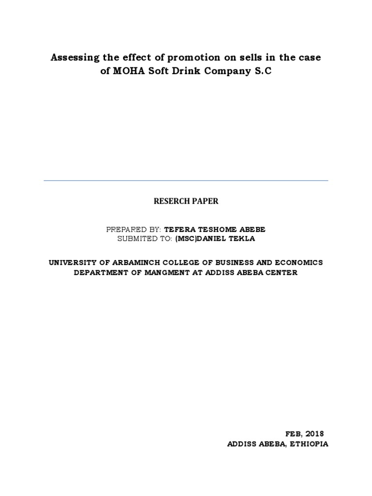 MOHA Soft Drink Full (TEFERA TESHOME ABEBE) PDF Brand Sales
