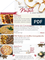 Cardápio Natalino Menu Minimalista Estrela de Natal Cinza e Vermelho