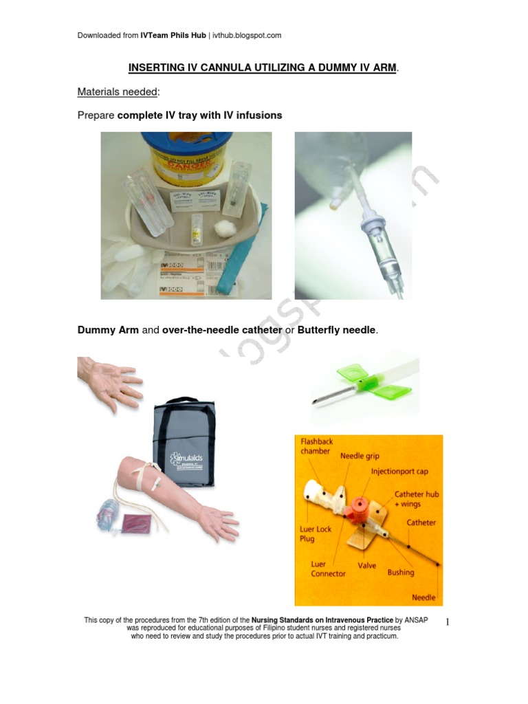 Inserting IV Cannula Utilizing Dummy IV Arm Intravenous Therapy