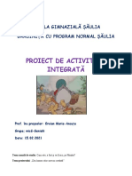 Proiect de Activitate Integrată: Școala Gimnazială Șăulia Grădinița Cu Program Normal Șăulia
