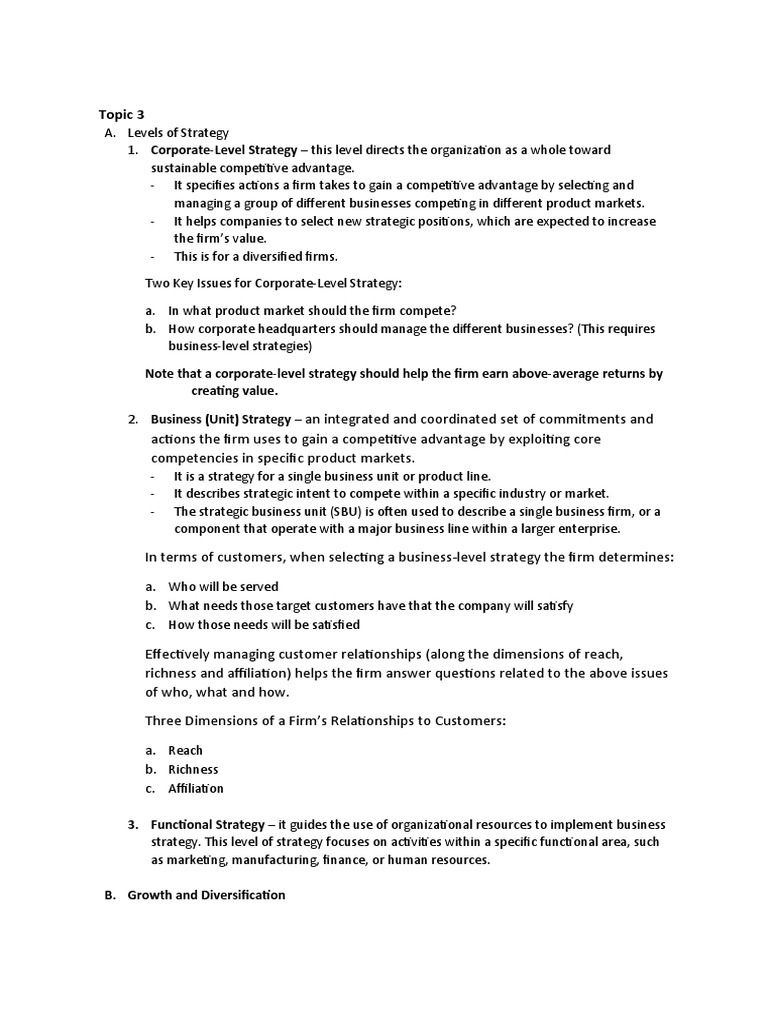 Topic 3 1st Semester 2022 2023 StratMan PDF Strategic Management