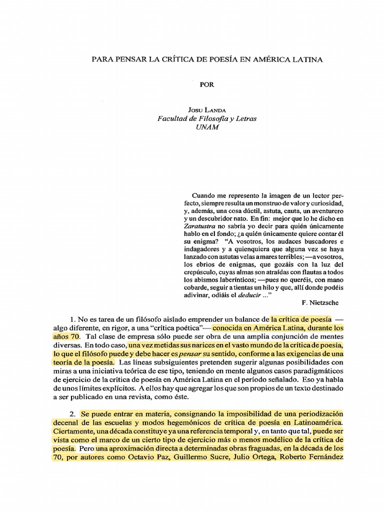 Para Pensar La Cítica de Poesía en América Latina | PDF | Poesía ...