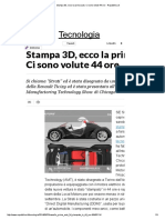 Stampa 3D, Ecco La Prima Auto. Ci Sono Volute 44 Ore - Repubblica