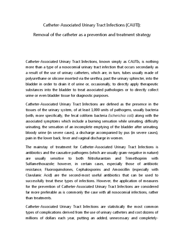CatheterAssociated Urinary Tract Infections and The Protocols For The