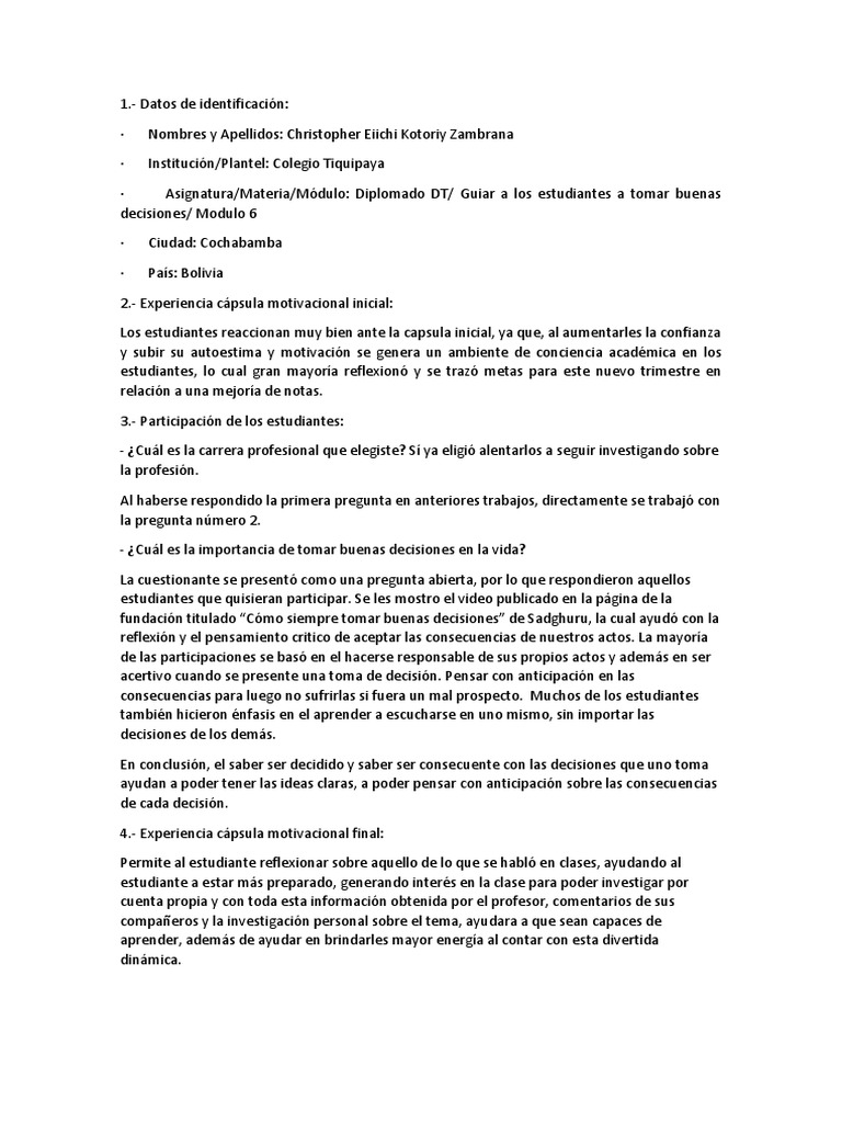 Modulo 7 Toma de Decisiones | PDF | Crecimiento personal y profesional ...