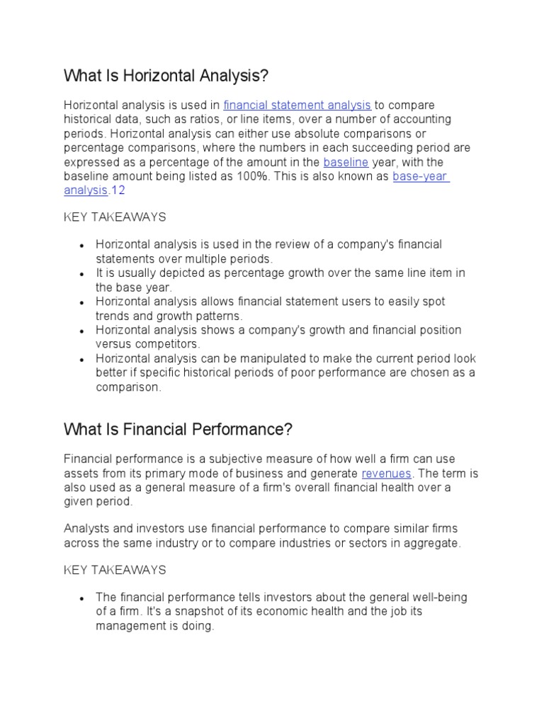 horizontal analysis of financial statements example