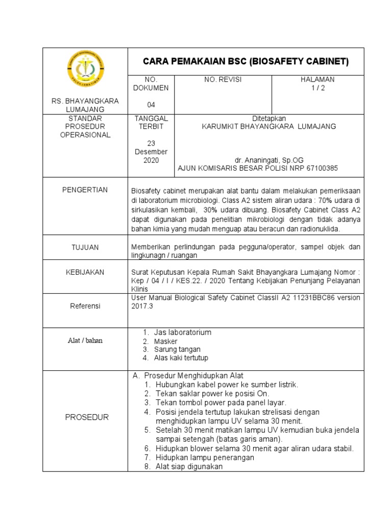 Sop BSC | PDF