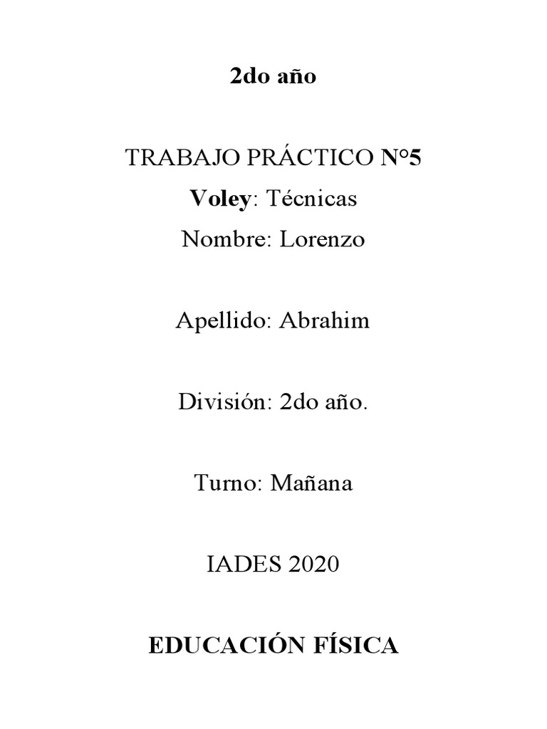 2do Año - TP5 | PDF | Vóleibol | Deportes