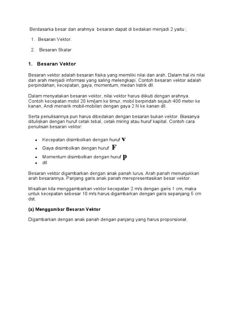 Besaran Vektor dan Skalar dalam Fisika | PDF | Metode & Bahan Ajar