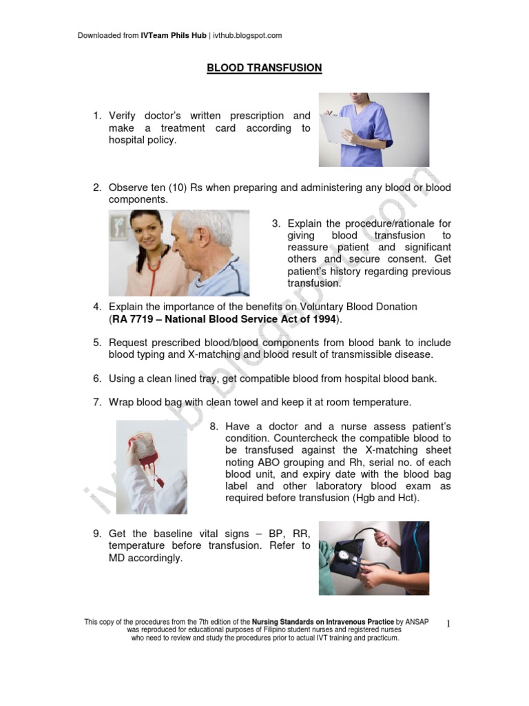 Blood Transfusion Nursing Procedures | PDF | Intravenous Therapy ...
