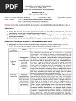 Worksheet No. 1. Assessing Entrep Traits and Competences