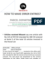 Error Entry Parcel Dept