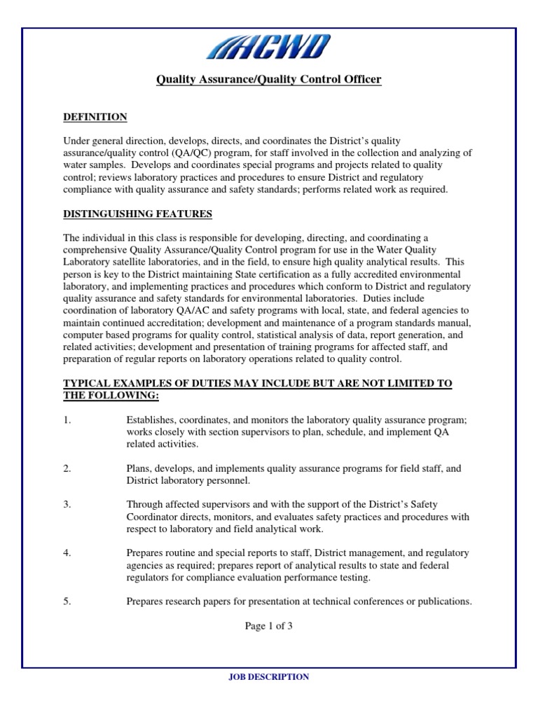 Qaqc Officer | PDF | Quality Assurance | Laboratories image.