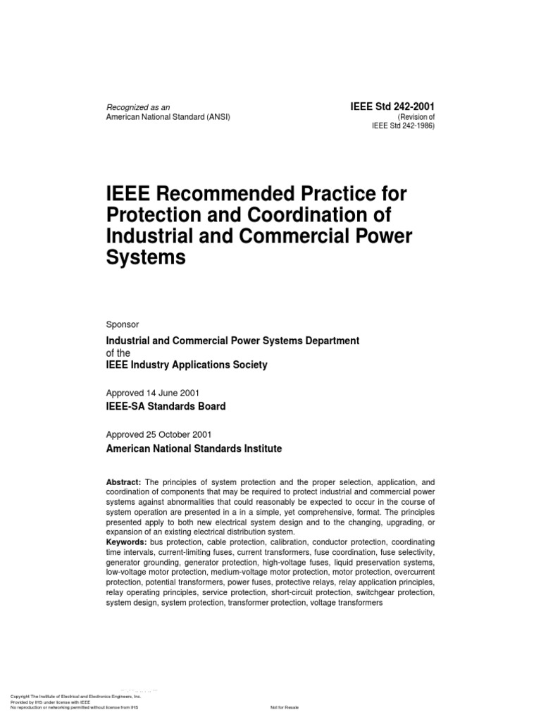 Ieee STD 2422001 (Buff Book Ieee Relay Protection & Coordination of
