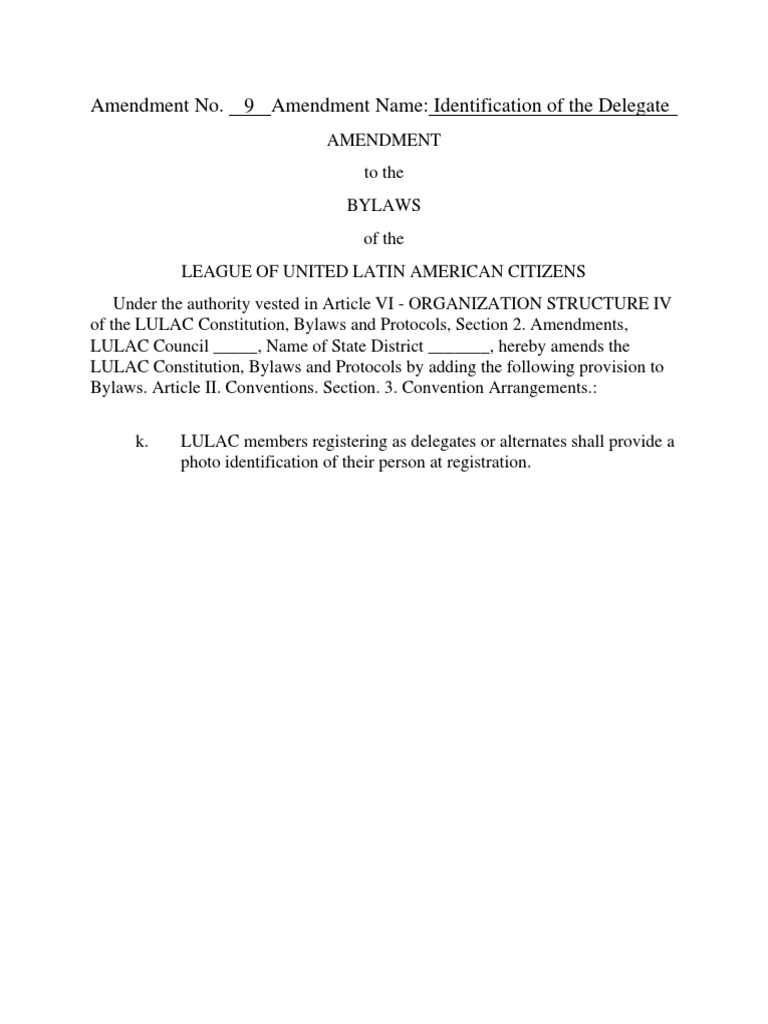 LULAC Delegate Identification Amendment | PDF | Identity Document ...