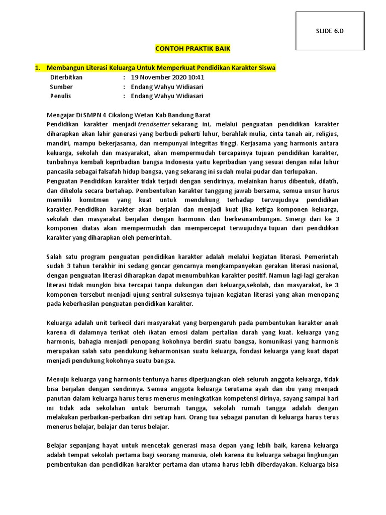 SLIDE 6.D.Contoh Praktik Baik 010921 | PDF