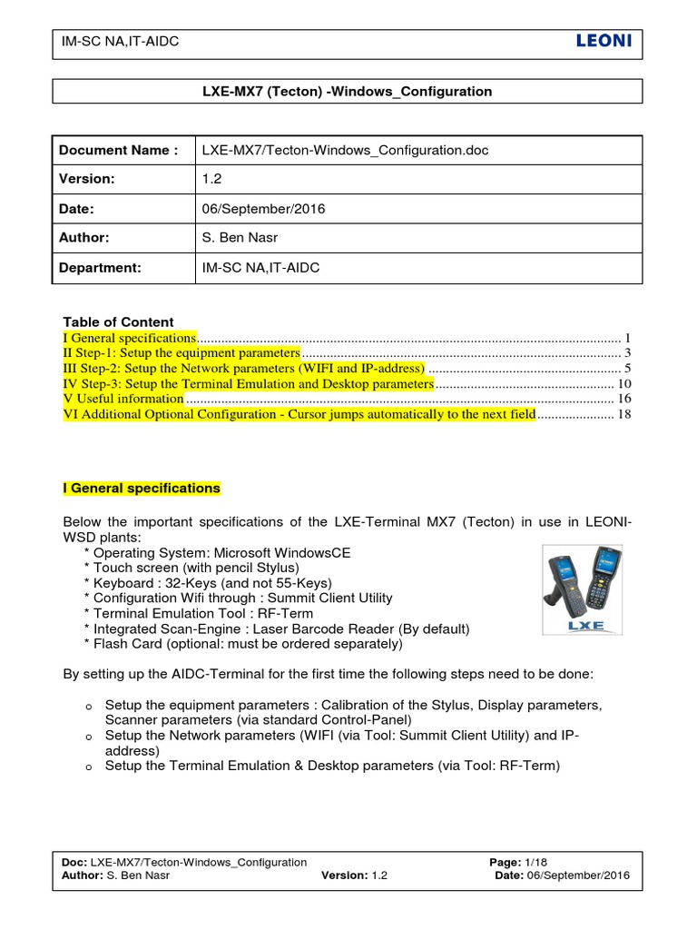 MX7 Tecton Windows Setup Guide | PDF | Computer Terminal | Wi Fi