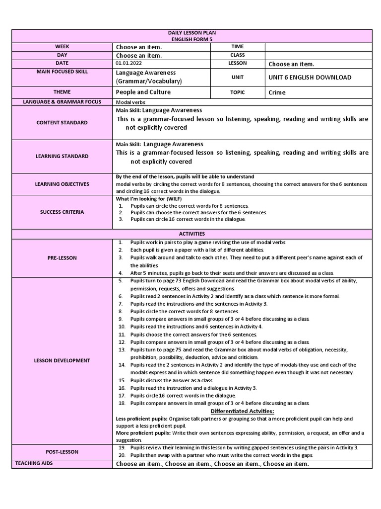 Unit 6 Language Awareness Download Free Pdf English Language Word