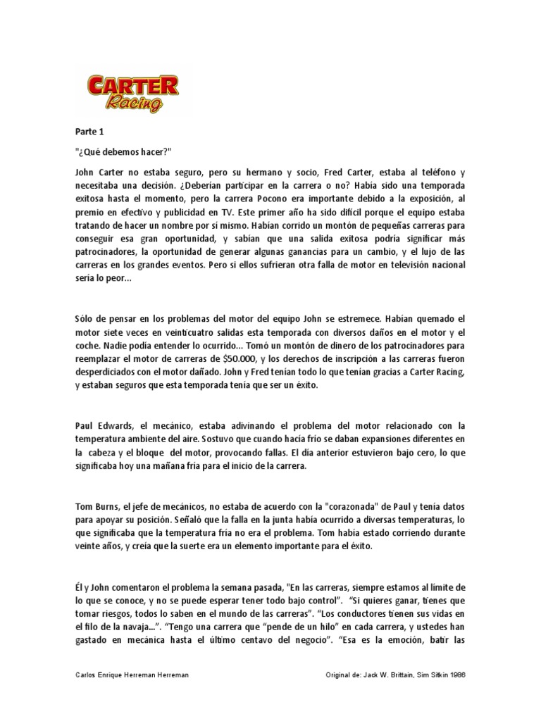 Carter Racing Spanish | PDF | Turbocompresor