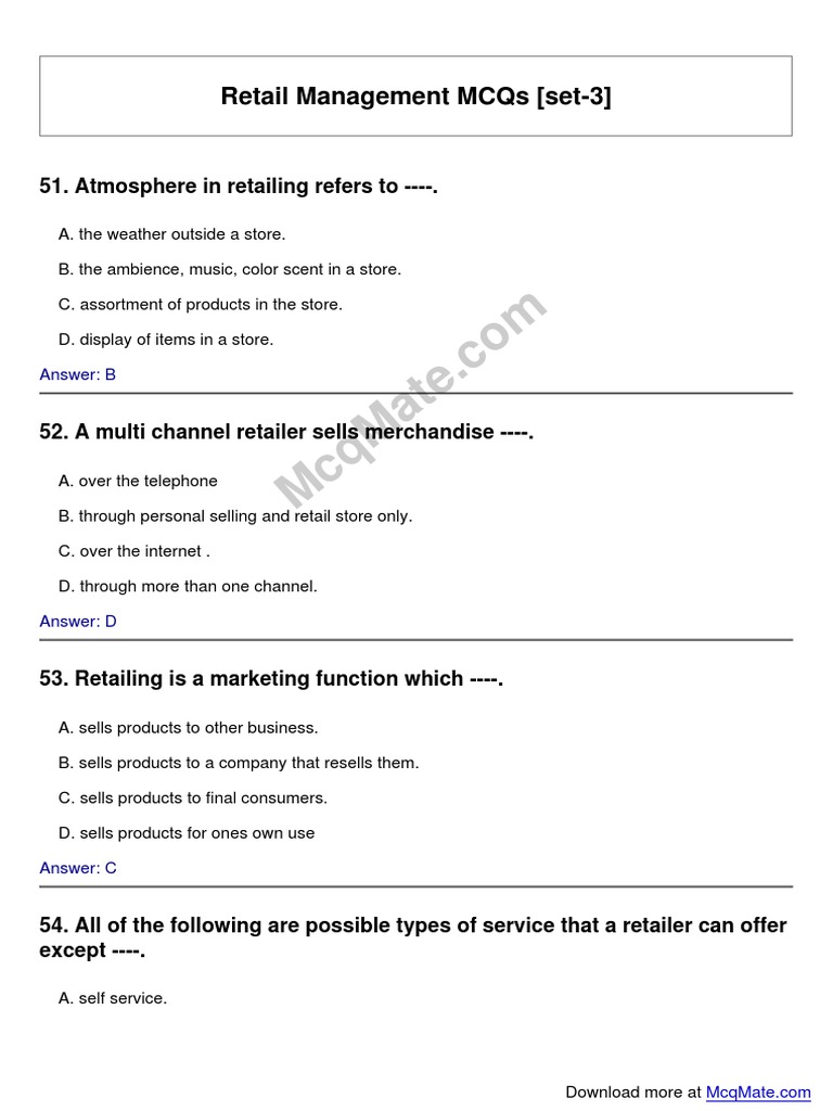c M Key Concepts and Challenges in Retail Management as Assessed