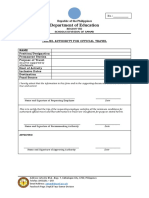Official Travel Authority Form