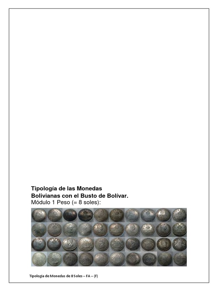 Tipología de Monedas de 8 Soles Bolivianas (F) | PDF | Monedas | Bolivia