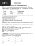 2nd Quarter Periodic Examination in Mathematics 10