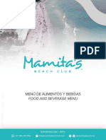 Menú de alimentos y bebidas de Mamitas Beach Club