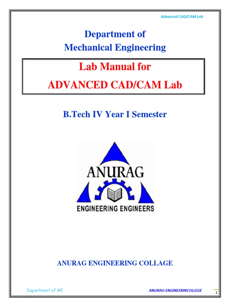 Advanced CAD/CAM Lab Manual for ME | PDF | Auto Cad | Bending
